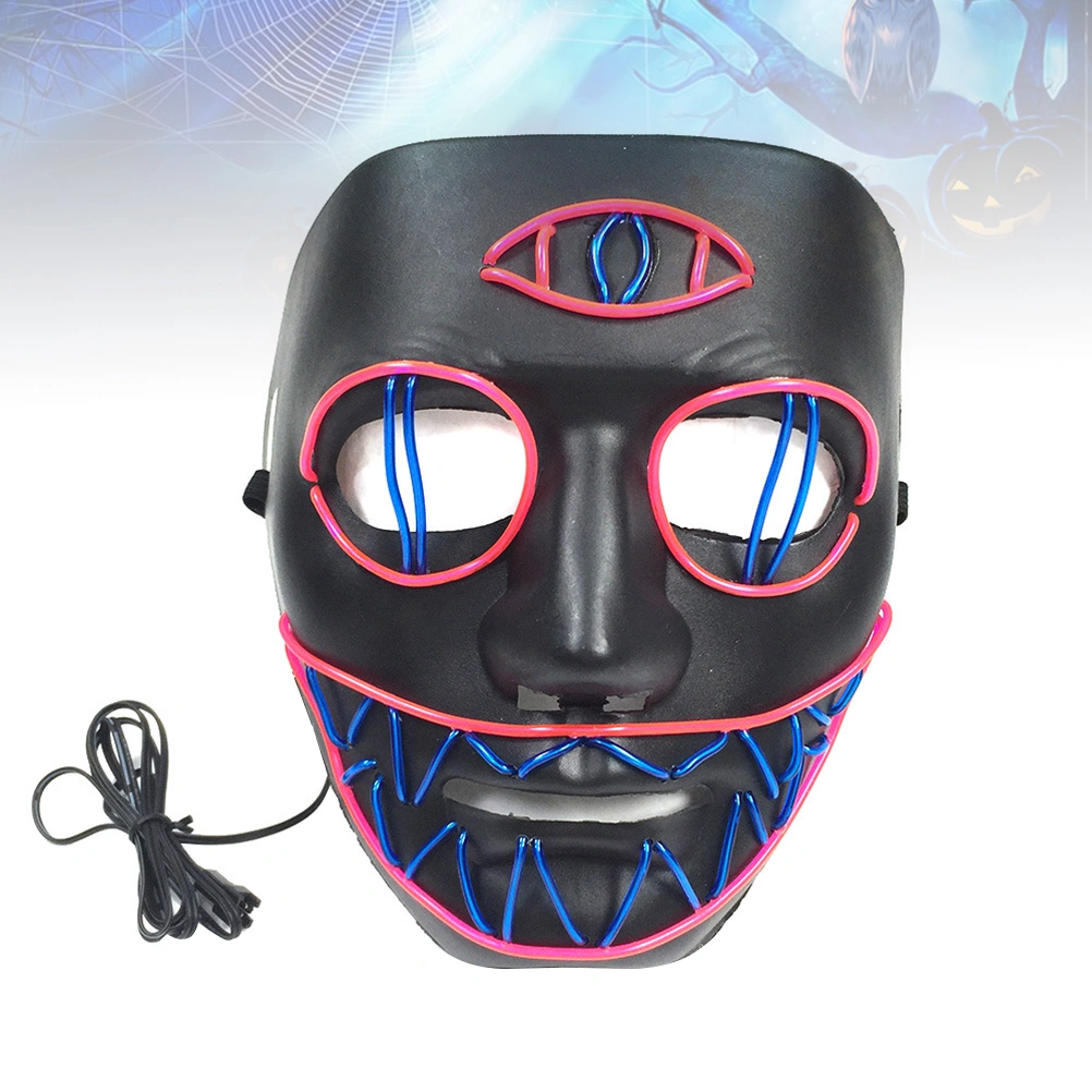 1Pc Halloween Horror Cold Light Mask Scary Three Eye Strange Pattern Mask Modeling Mask (without Battery)