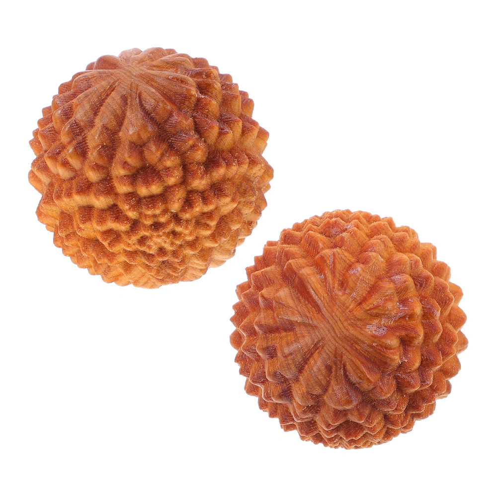 2Pcs Durian-shaped Hand Balls Wood Hand Massage Balls Rolling Hand Massager