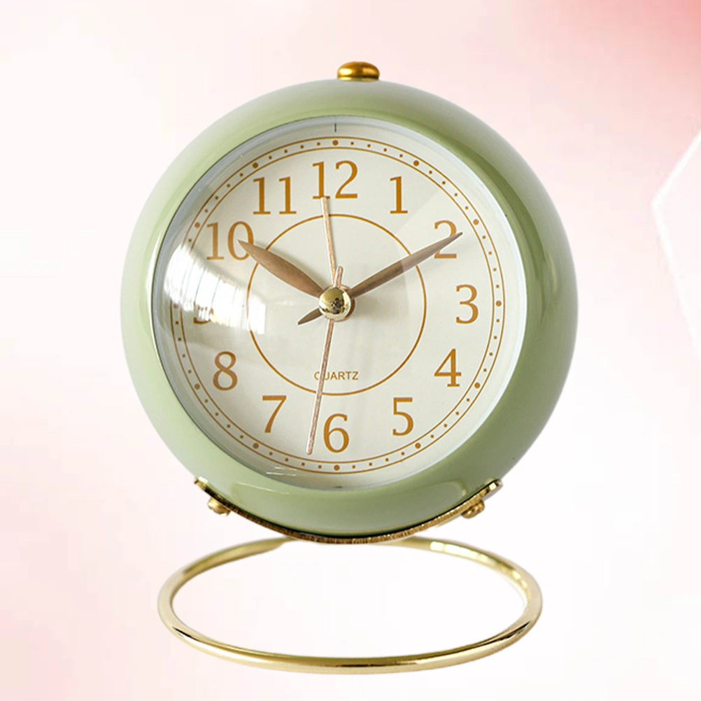 Creative Alarm Clock Bedside Desk Clock Luminous Table Clock Home Decoration without Battery Green