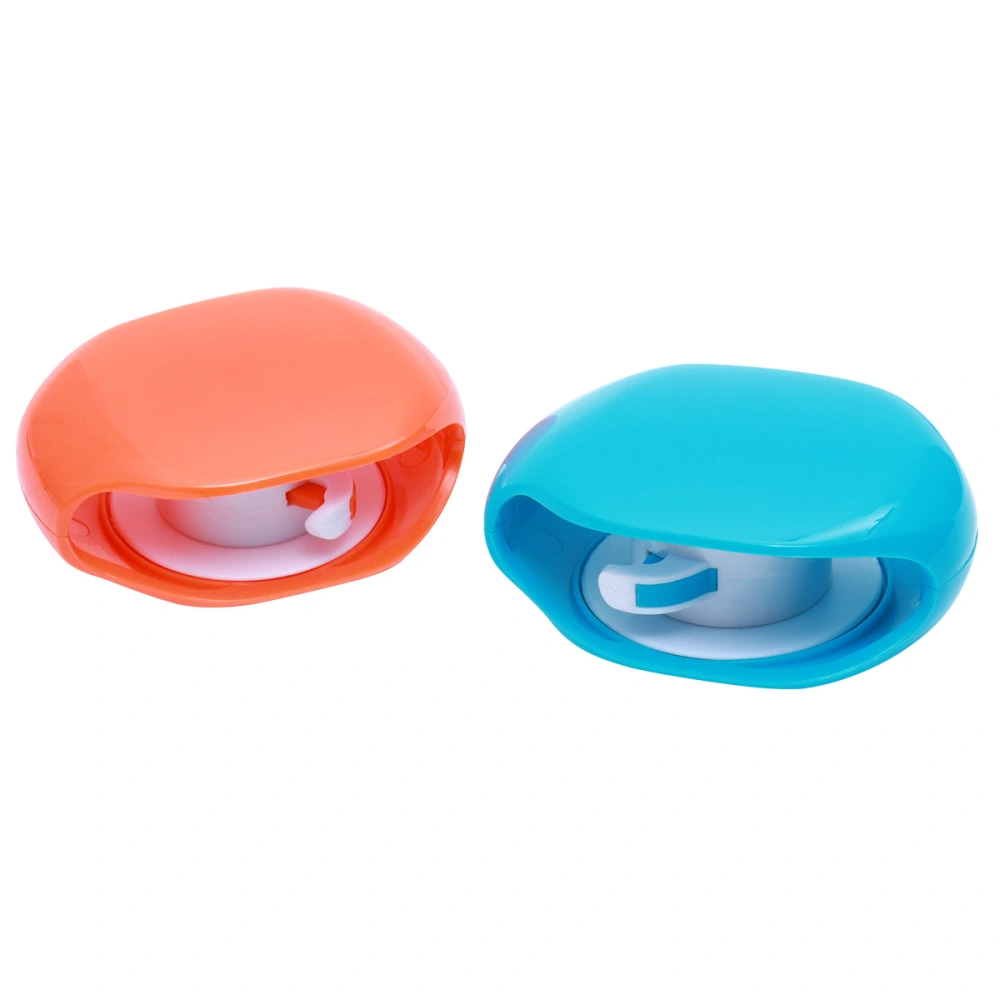 2PCS Automatic Roll Headphone Cable Winder Earphone Headset Cord Roller Headphones Storage (Orange Blue)