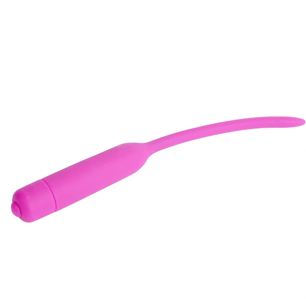 Male Urethral Vibrating Silicone Dilator Stimulator Masturbating Silicone Rod (Rose Red)