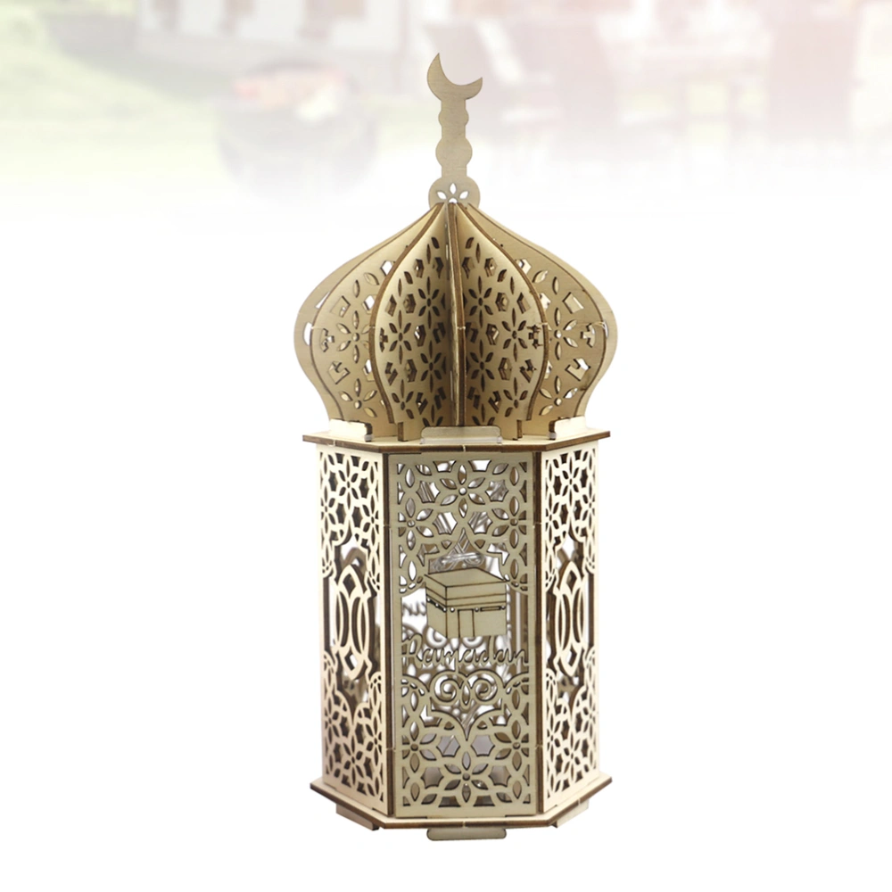 Ramadan Mubarak Mahal Atmosphere Light Wooden Decorative Lamp Eid Night Light for Party Festival (Style 3)