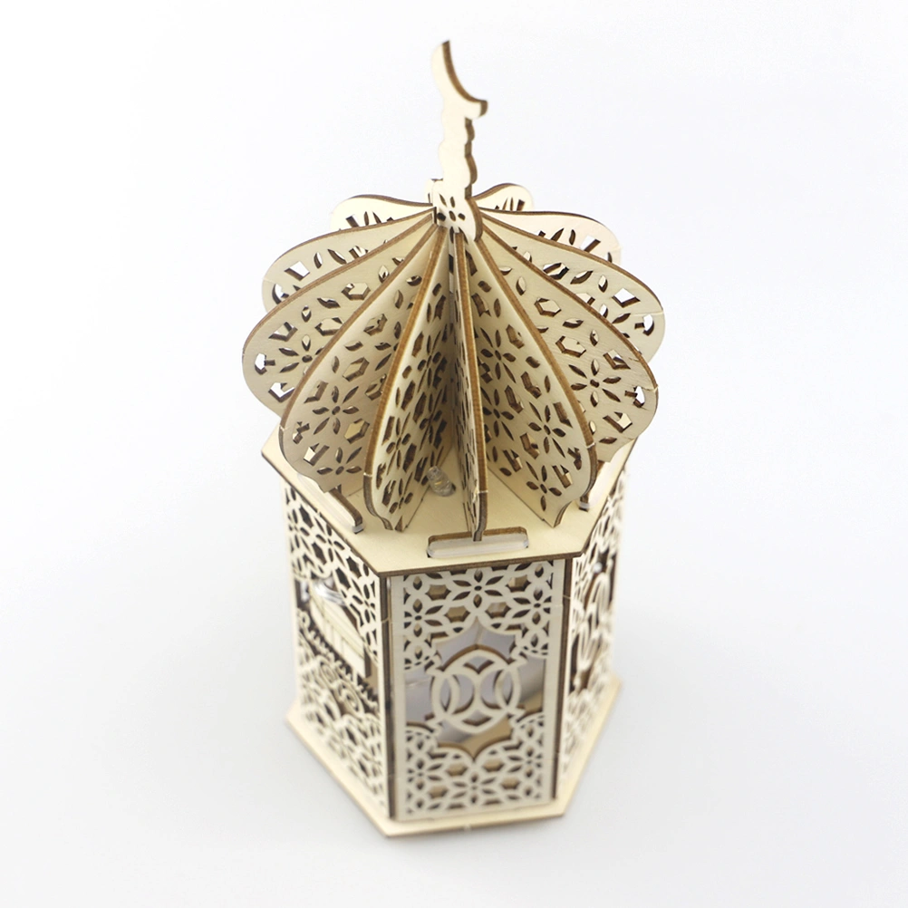 Ramadan Mubarak Mahal Atmosphere Light Wooden Decorative Lamp Eid Night Light for Party Festival (Style 3)
