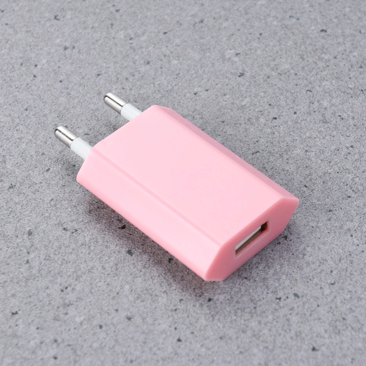 Upgrade Portable 1A Universal USB Power Ports Wall Adapter USB Wall Charger Fast Charger Adapter with EU Plug (Pink)