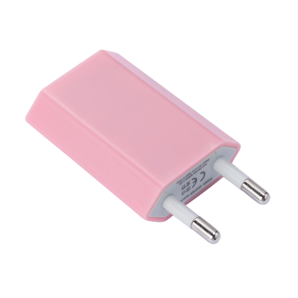 Upgrade Portable 1A Universal USB Power Ports Wall Adapter USB Wall Charger Fast Charger Adapter with EU Plug (Pink)