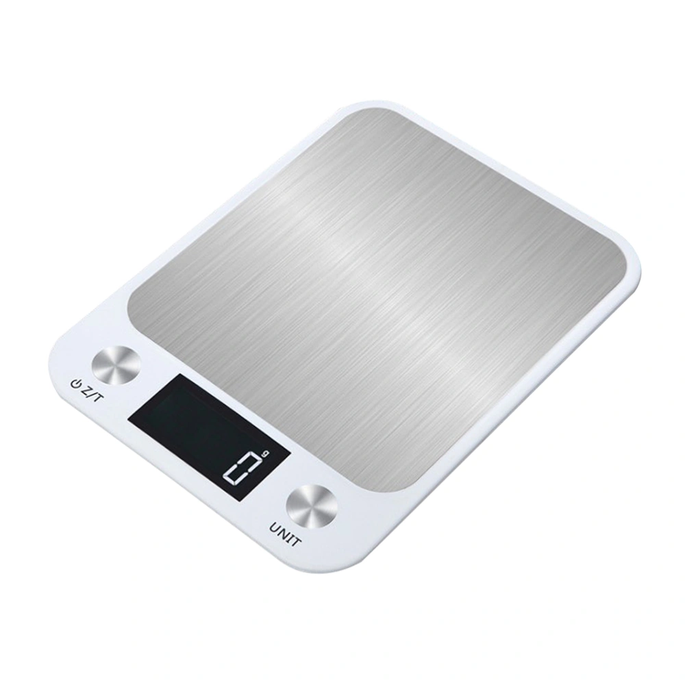 1PC 10KG/1G Kitchen Scale Stainless Steel Accuracy LCD Display Digital Scale Measurement Tool No Battery (White)