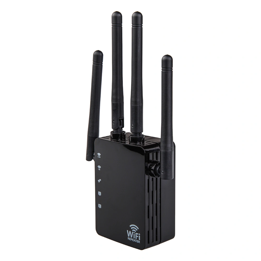 1200 Mbps Cross Wall Wi-fi Router Repeater Access Point High Power Dual Band Wireless Wifi Signal Amplifier High Power Wifi Extender with US Plug (Black)