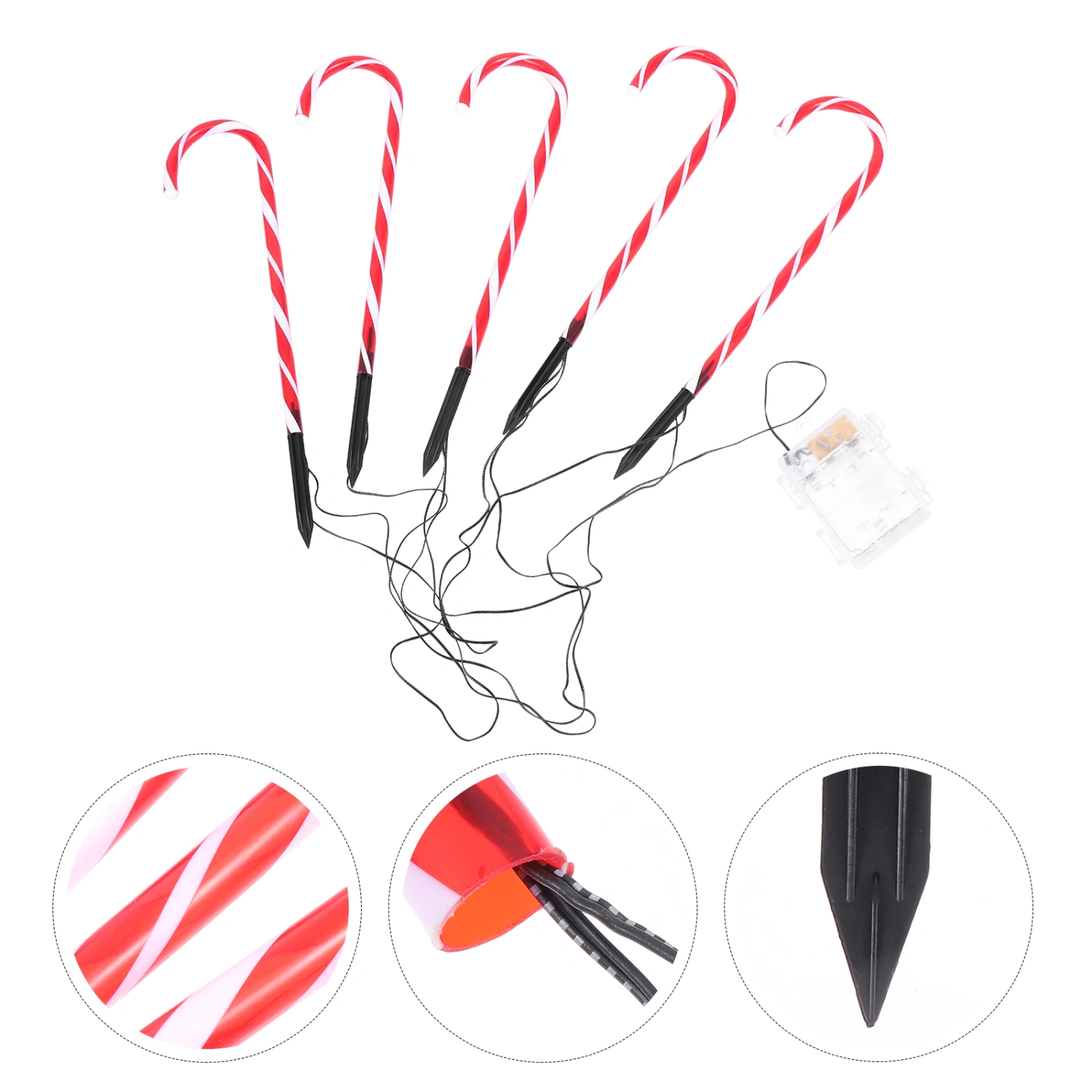 1pc Christmas Yard Decorative Crutch Shape Light Christmas Candy Cane Light Red