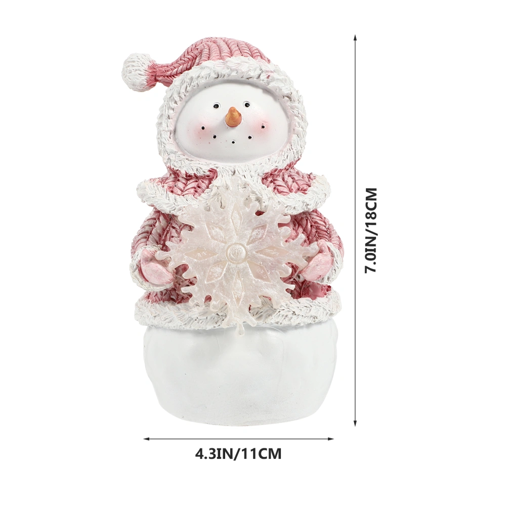 1Pc Adorable Christmas Resin Doll Adornment Snowman Doll Desktop Ornament