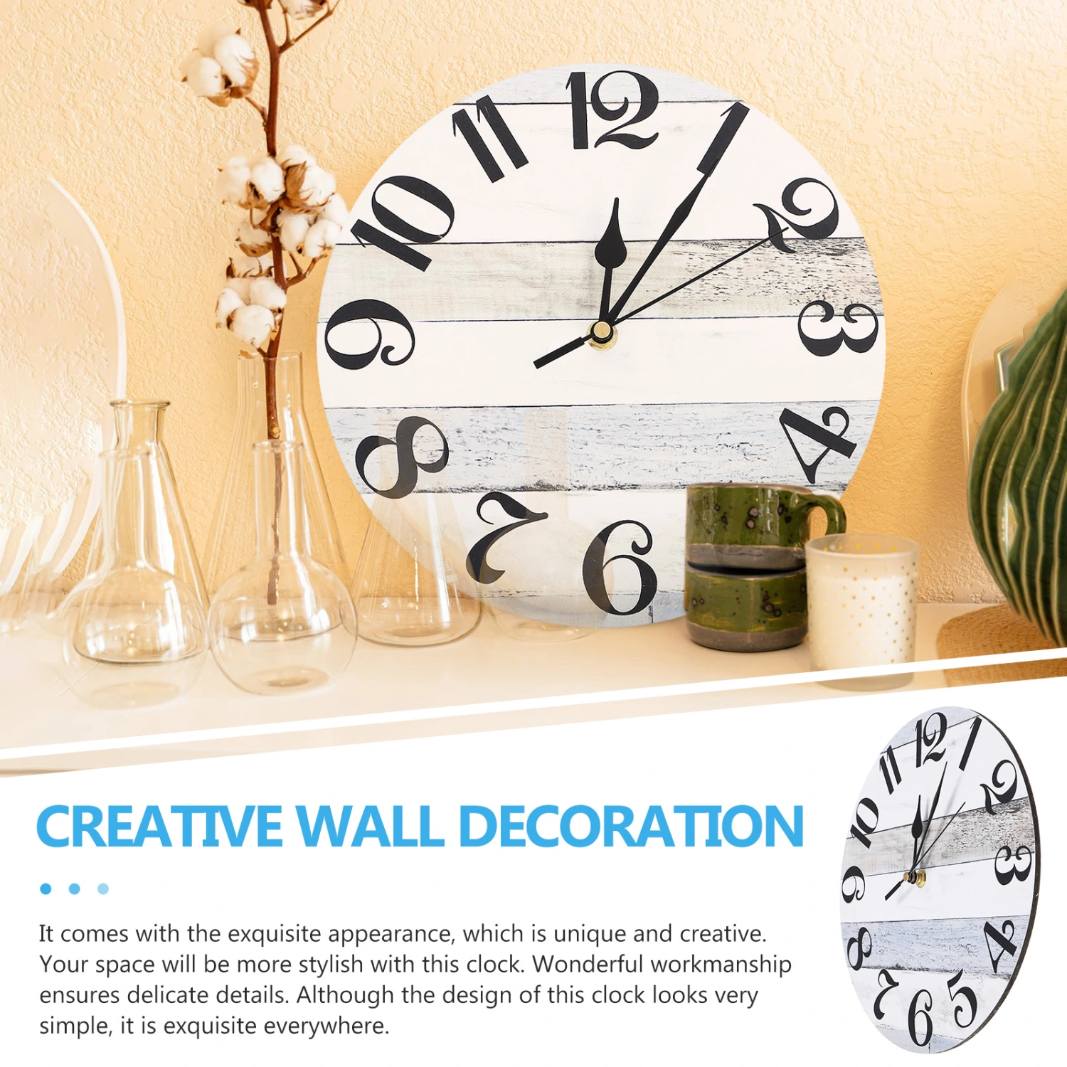 Wall Mounted Round Clock Quiet Movement Clock Home Wall Hanging Clock Adornment