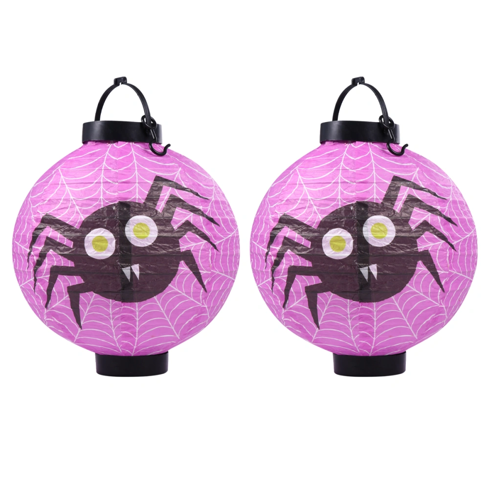 2PCS Halloween Lanterns Portable LED Lanterns Illuminated Paper Lanterns Decor