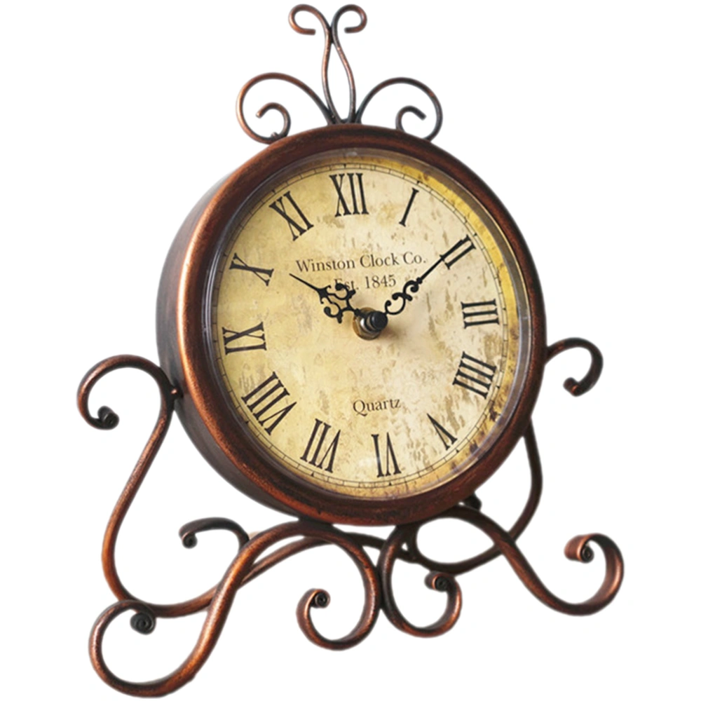 Vintage Style Clock Adornment Classical Desktop Mute Clock Ornament No Battery