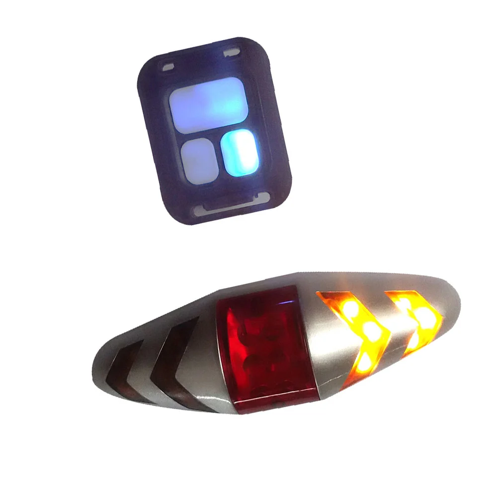 1 Set LED Warning Taillight Wireless Mountain Bike Waterproof Turn Signal Taillight Riding Light Lamp (Silver)