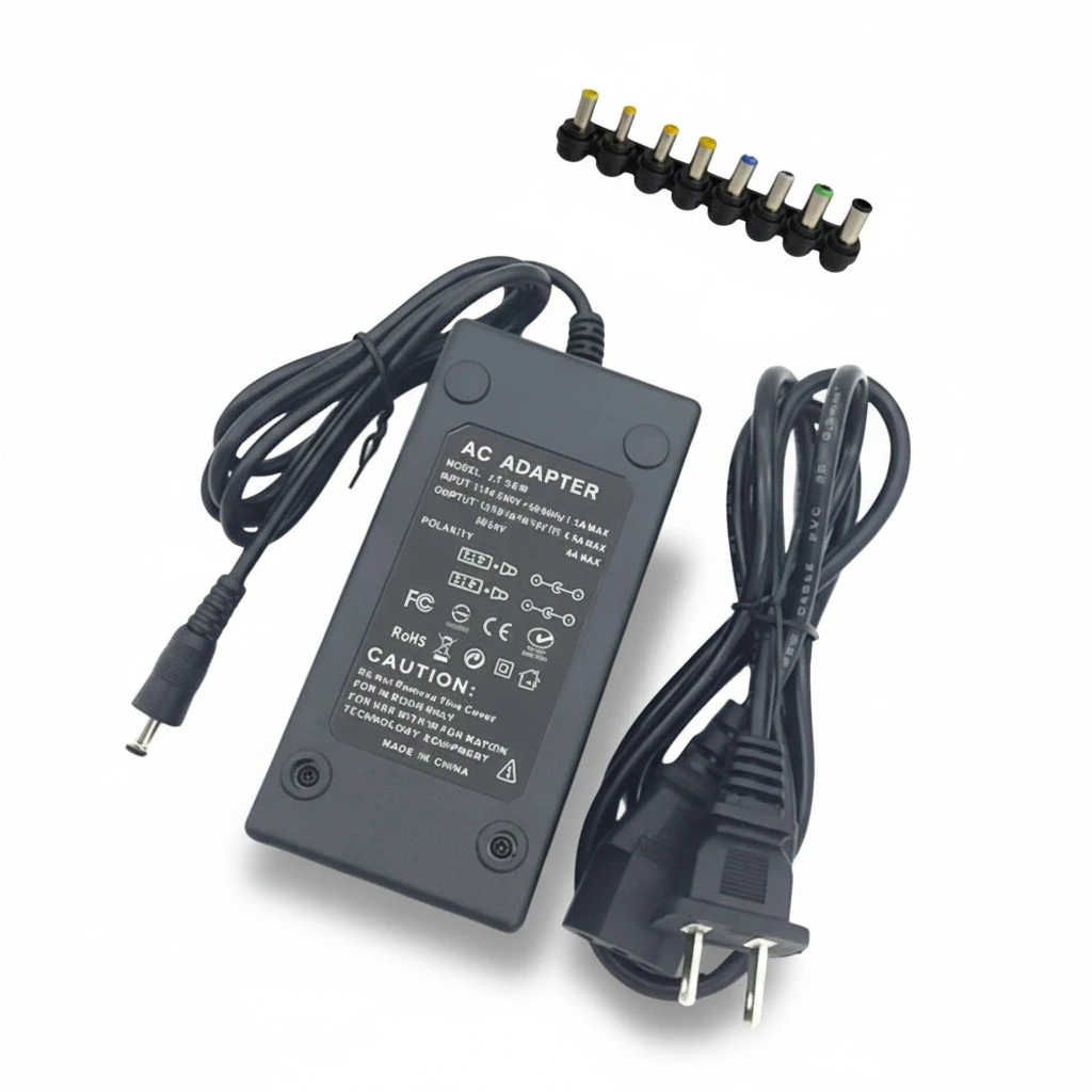 10pcs 96W Multi-Function Notebook Charger 12V-24V Adjustable 96W Universal Notebook Power Adapter (1 Main Body, 8 Adaptor Heads, Original European Standard)