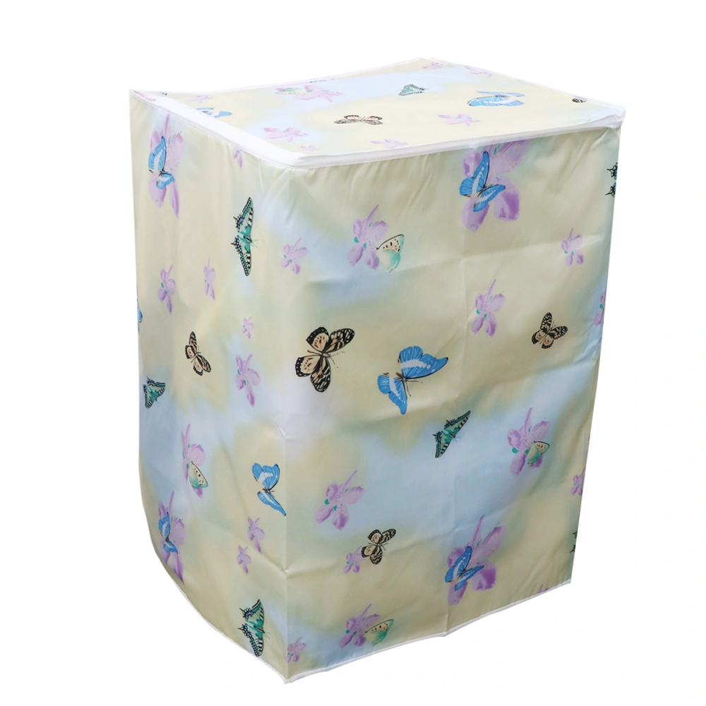 55×58×87cm Fully Automatic Washing Machine Cover Polyester Satin Cloth Waterproof Washing Machine Case Protector (Flower and Butterfly)