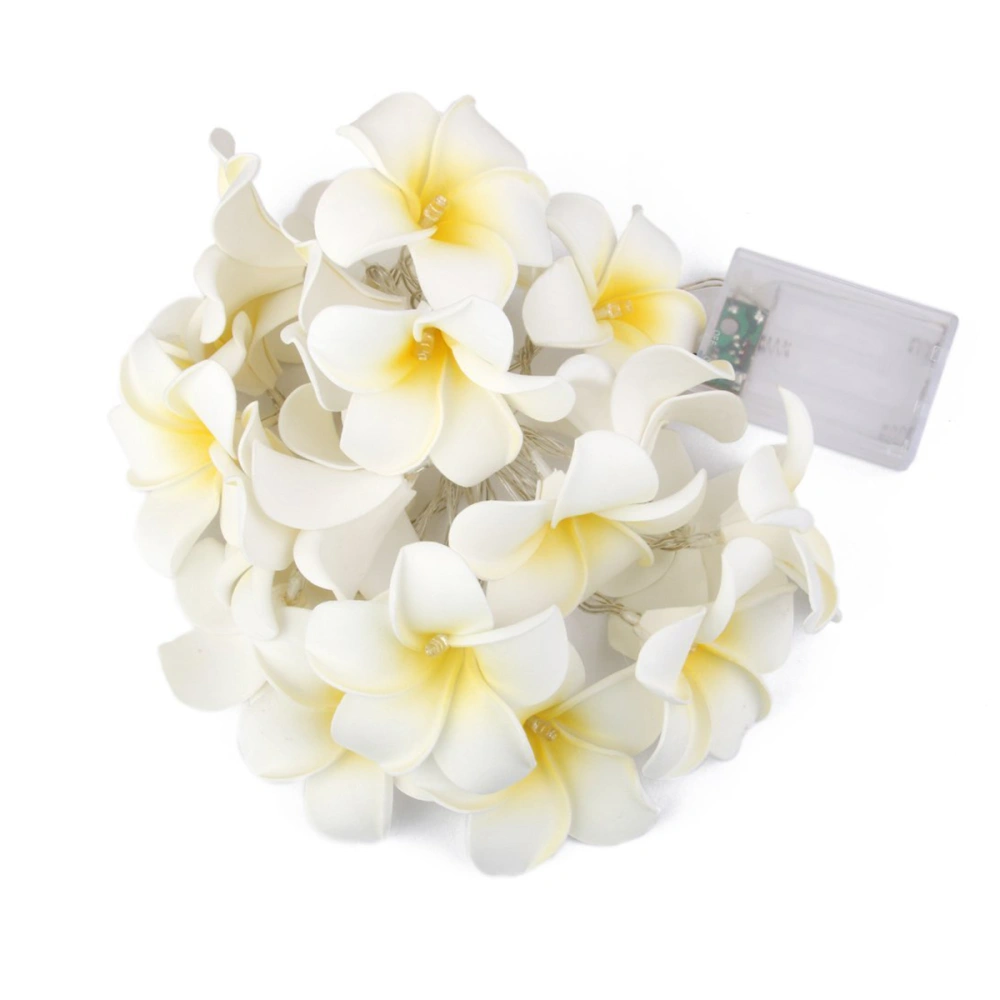 20pcs Egg Flower Lamp Battery Powered White Plumeria Flower String Lamp String (Warm Light)