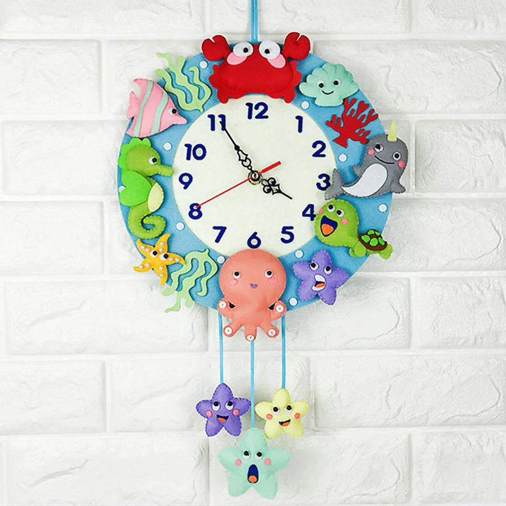 Fun Forest Clock DIY Making Kit Non-woven Craft Handmade Material Package Needlework Supplies (Sea Clock)