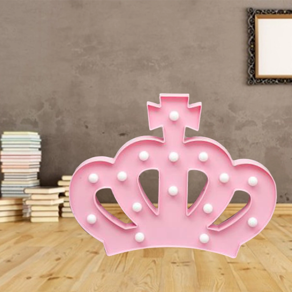 Creative Crown Shaped LED Night Lamp Warm White Night Light Home Bedroom Decorative Lamp - Without Batteries (Pink)