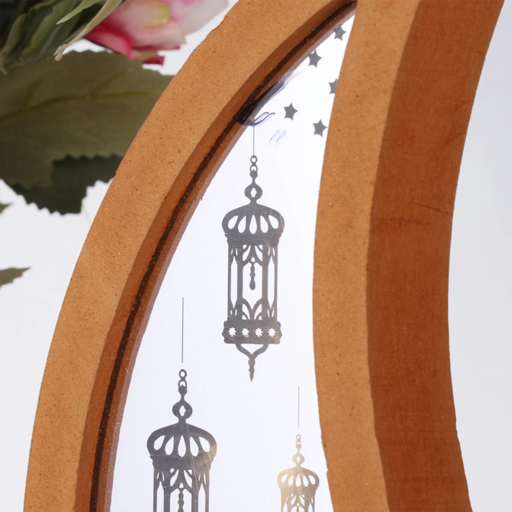 Unique Muslim Eid Moon Lamp Pretty Decorative Light Wooden Crafts Lamp Desktop Decor for Home Bedroom without Battery