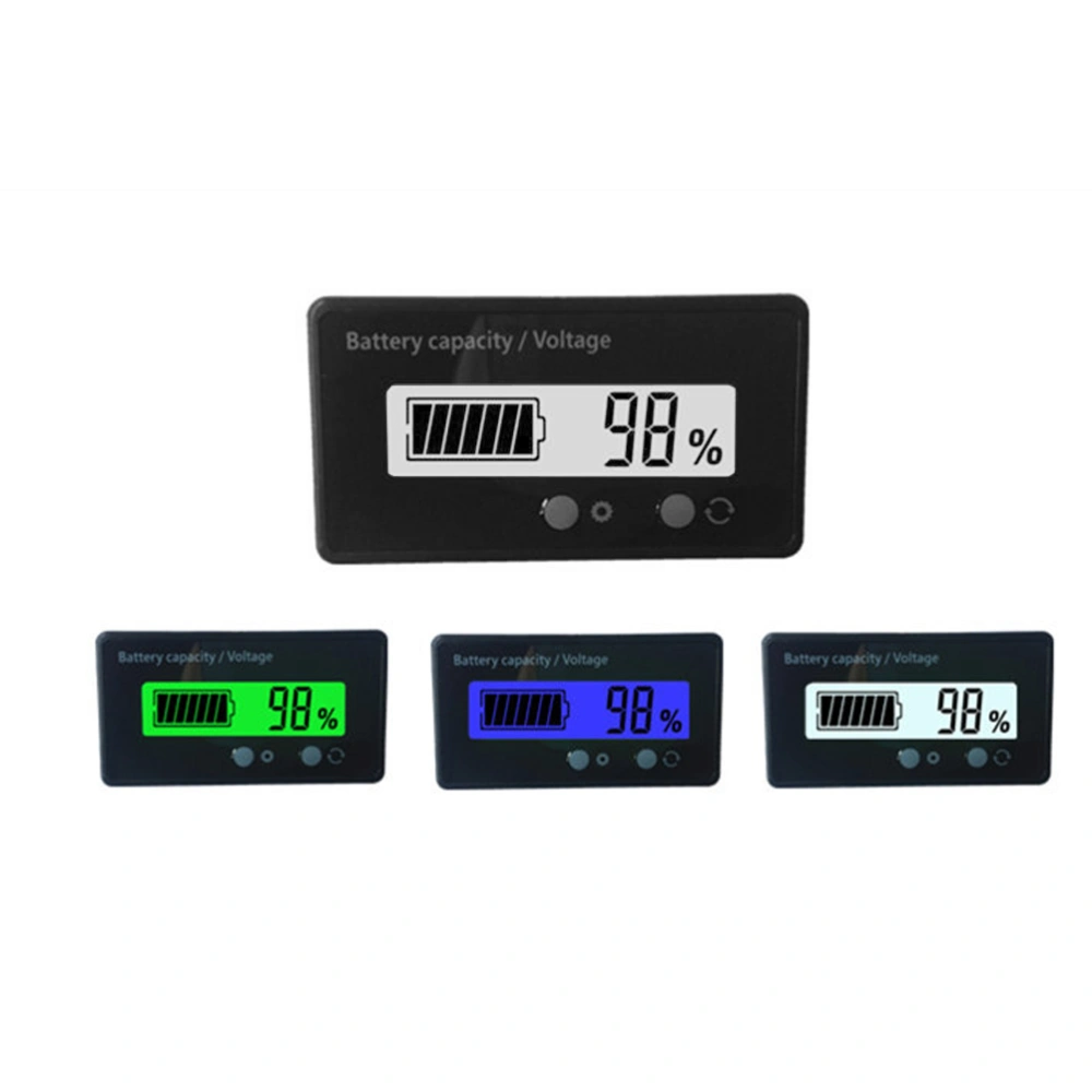 12V/24V/36V/48V Lead-acid Battery and Lithium Battery Capacity Tester Voltage Meter LCD Monitor (White)