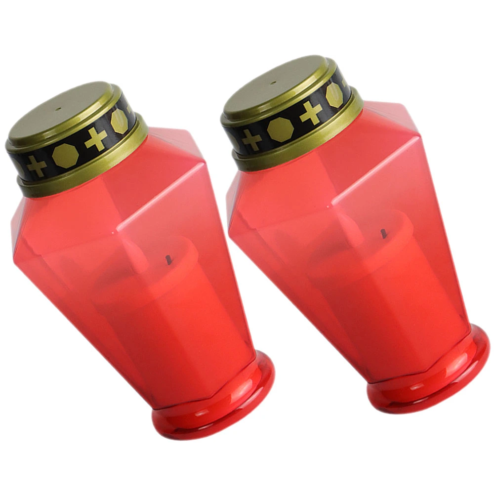 2pcs Flameless Candle Light Church Light Sacrifice Light Decorative Candle Lamps