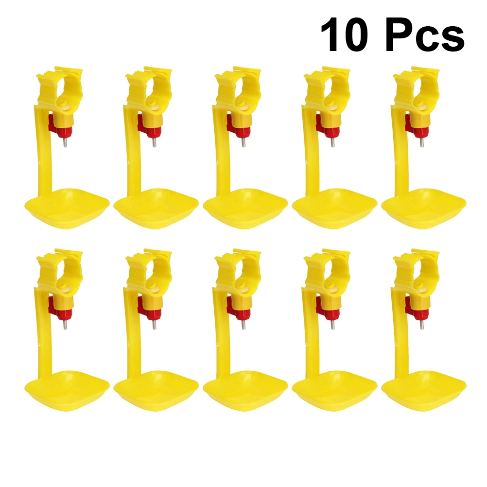 10PCS Chicken Waterer Automatic Integrated Chicken Waterer Type Chick Water Fountains Practical Hanging Cup Drinking Fountain Poultry Drinking Equipment for Chicken Duck Goose (Yellow)