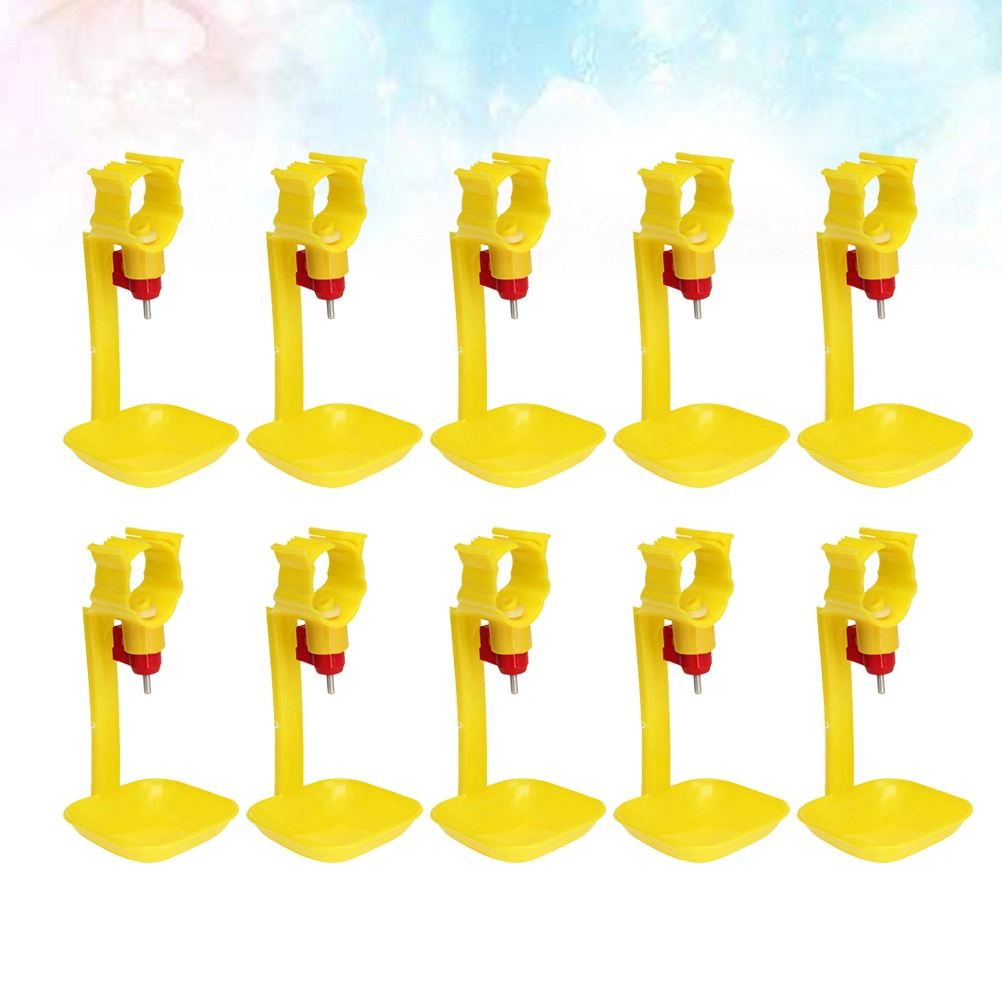 10PCS Chicken Waterer Automatic Integrated Chicken Waterer Type Chick Water Fountains Practical Hanging Cup Drinking Fountain Poultry Drinking Equipment for Chicken Duck Goose (Yellow)