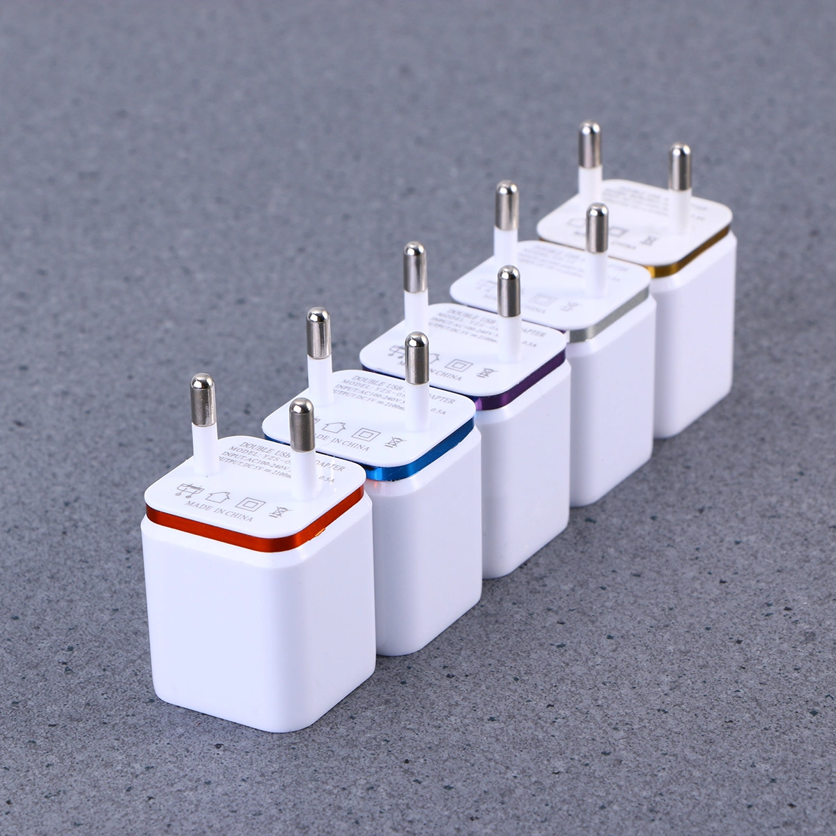 Dual USB Charger 2.1A Home Travel Rapid USB Power Adapter Charger Plug for Smart Phone with EU Plug (Golden Edge)
