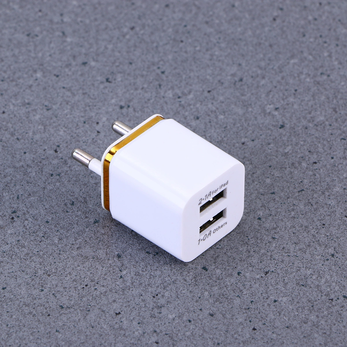 Dual USB Charger 2.1A Home Travel Rapid USB Power Adapter Charger Plug for Smart Phone with EU Plug (Golden Edge)