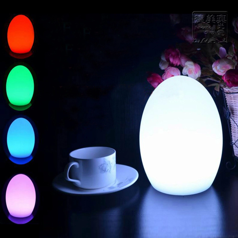 LED Colorful Egg Shaped Night Light Battery Powered Desk Lamp Table Lamp for Home Outdoor Bar - 10x15cm (Without Batteries)