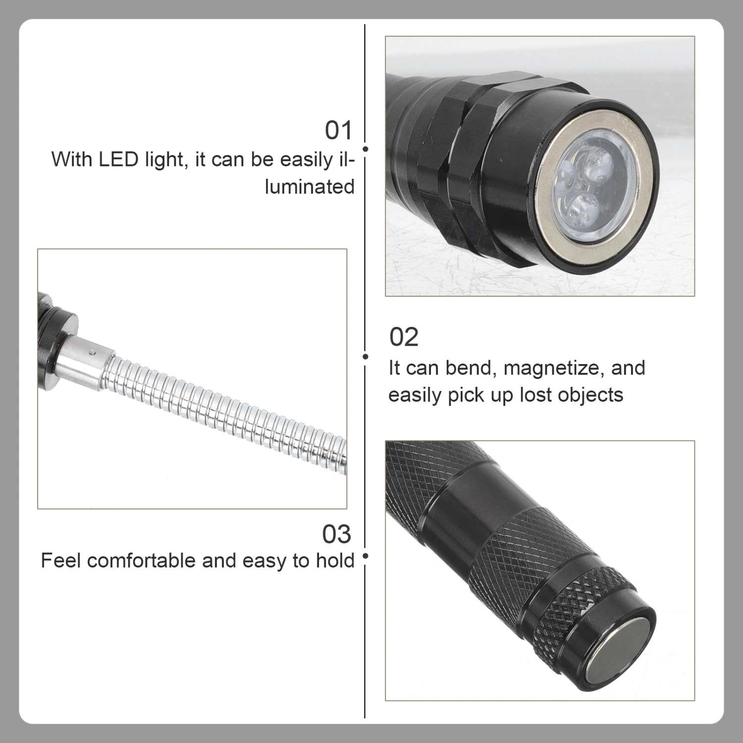 Magnetic Telescoping Pick Up Tool 360° Rotation Magnetic Picking Tool with LED Light