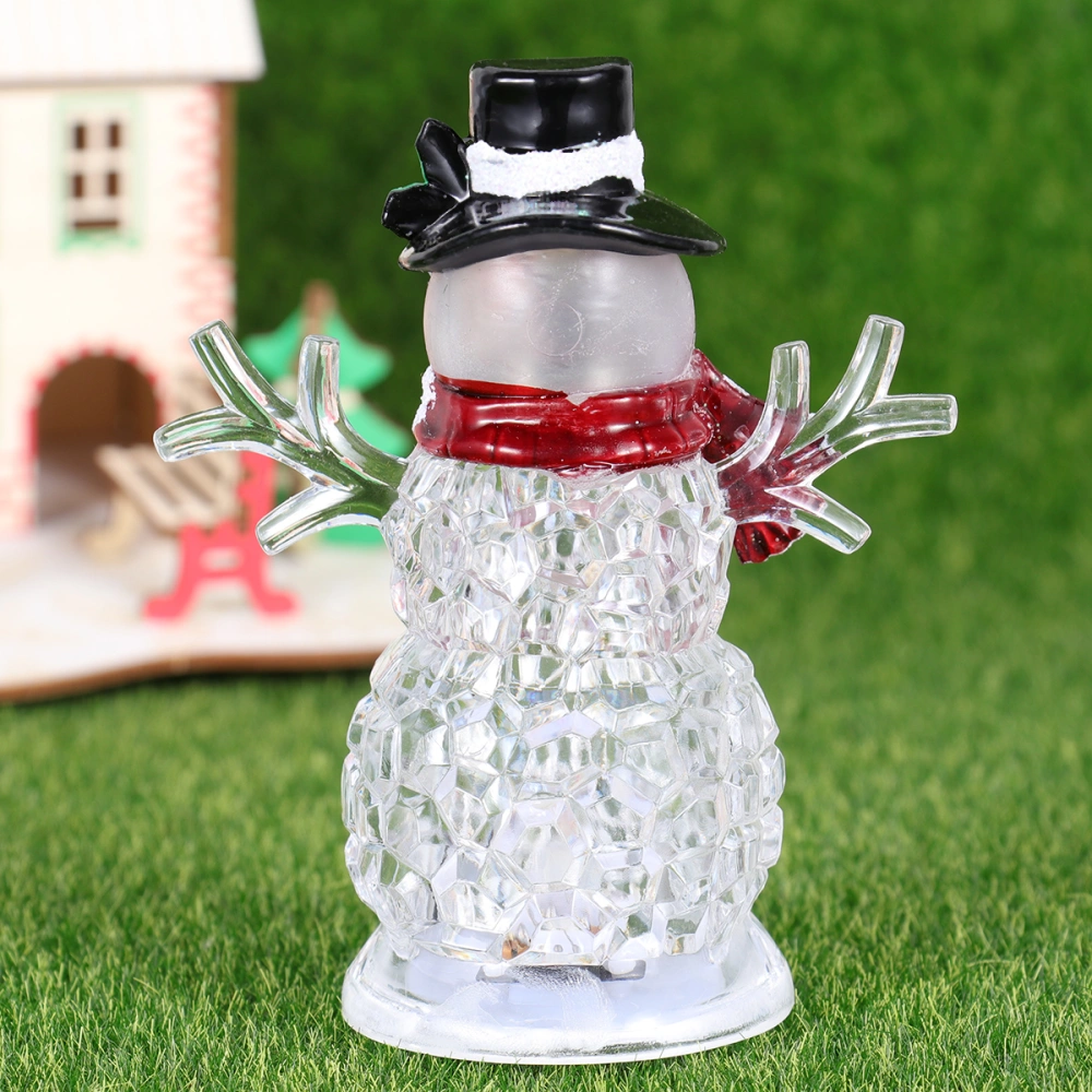 Christmas Snowman Night Light Night Lamp Desktop Adornment Clear LED Lamp Gift for Home Party (Black Hat)