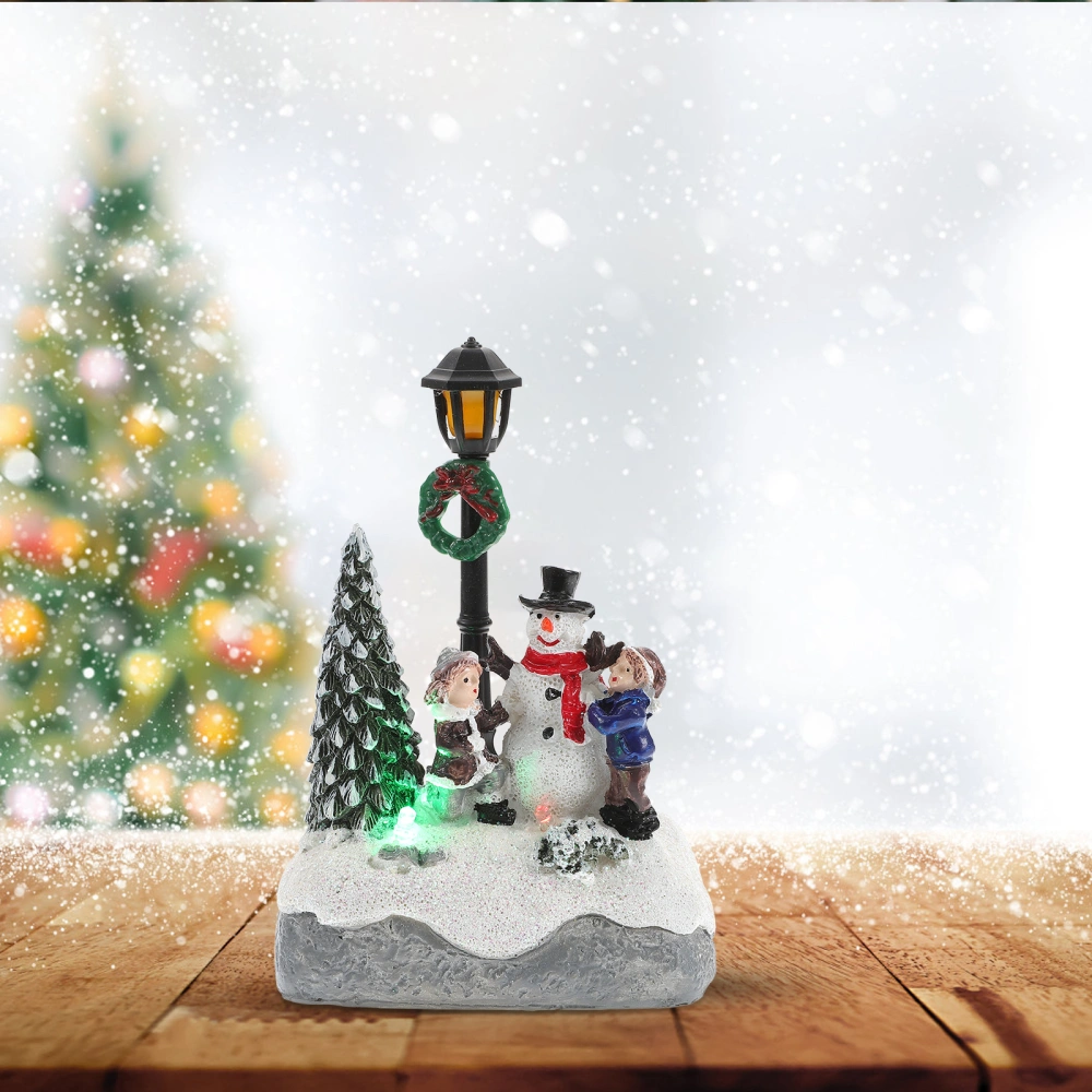 1Pc Christmas LED Mini Resin Desktop Ornament Micro Landscape Decor (No Battery)