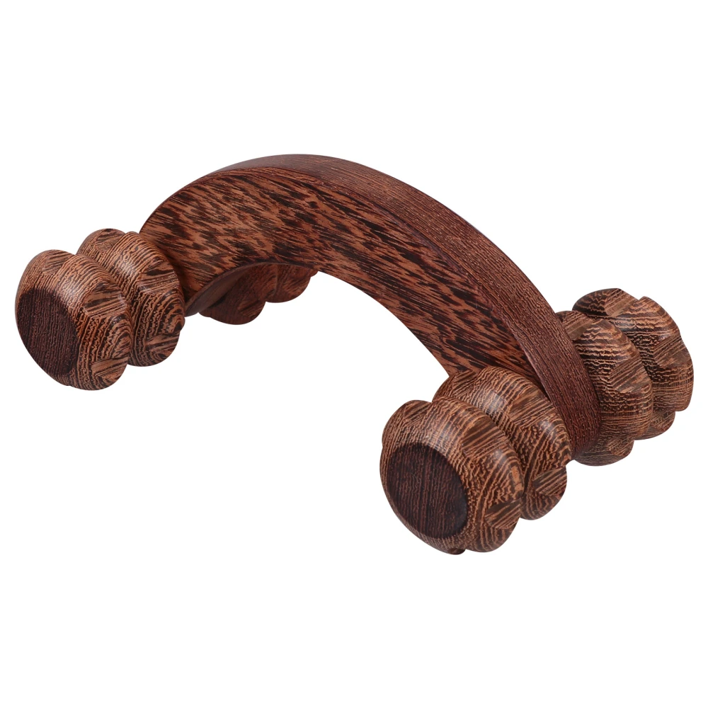 1pc Four-wheel Roller Massager Wooden Hand Held Massager Wood Massage Tool