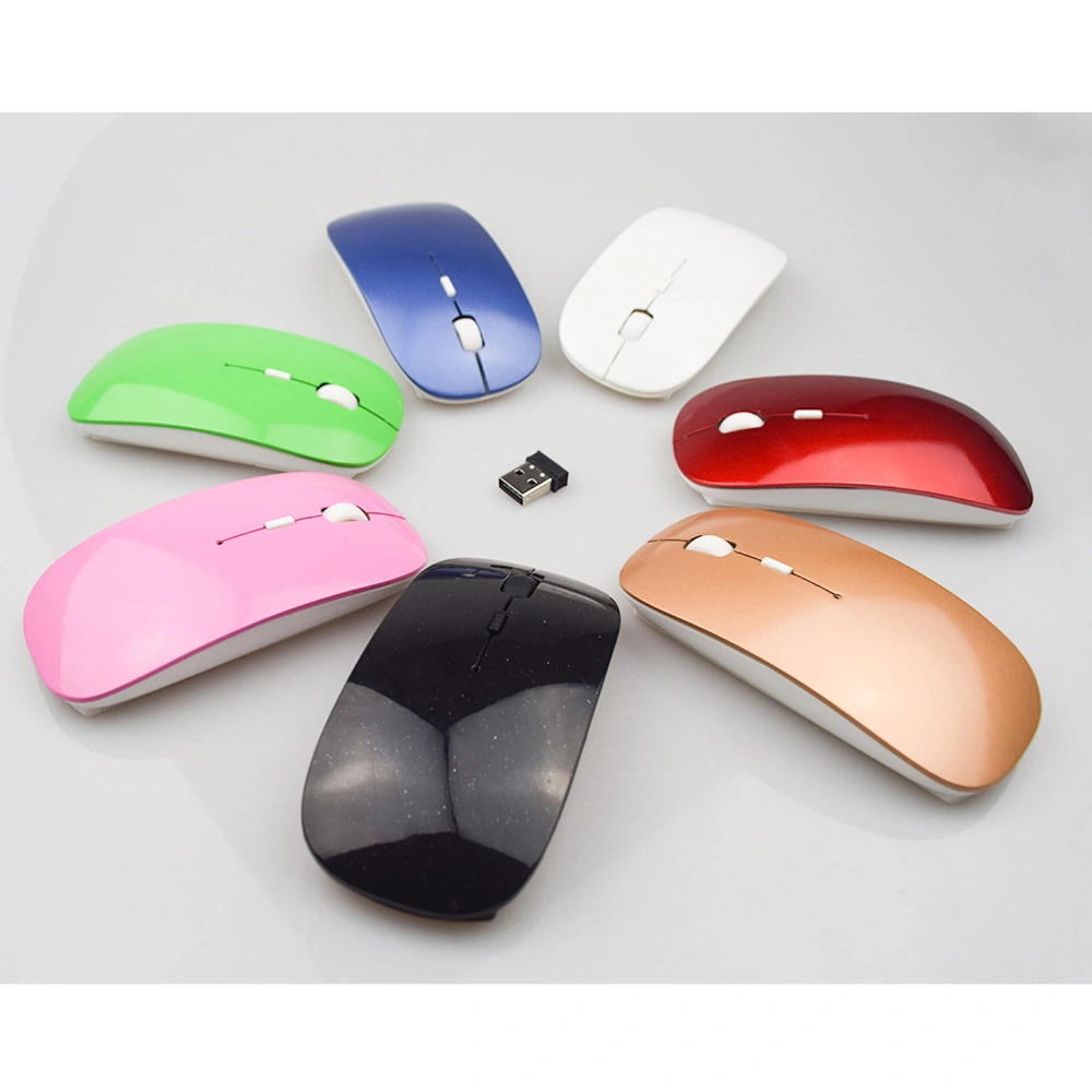 2.4G 4 Buttons Ergonomic Flat Wireless Mouse with USB Nano Receiver(Black)