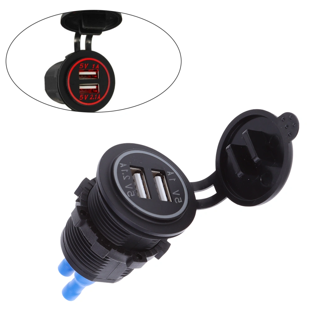 Universal Waterproof Dual USB Ports Charger Socket with LED Light for Car Boat Motorcycle(Red)