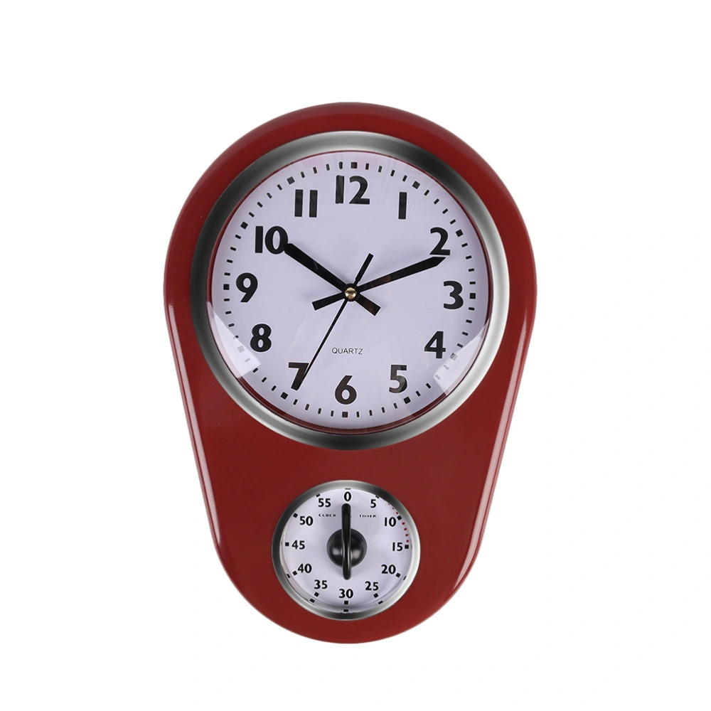 1pc Kitchen Timer Wall Clock Household Timer Modern Style without Battery for Home (Red)