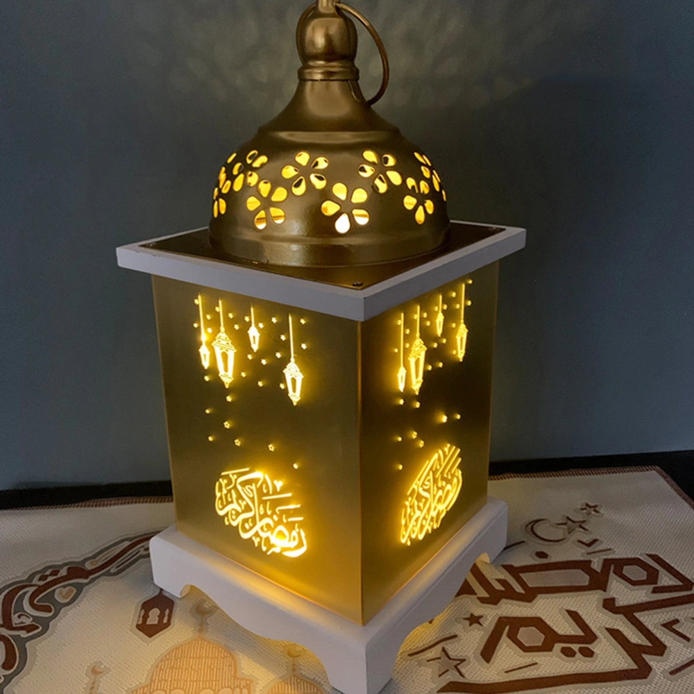 Muslim Ramadan Storm Lamp Portable Wooden Lantern Eid Light Crafts Party Decor for Home Outdoor