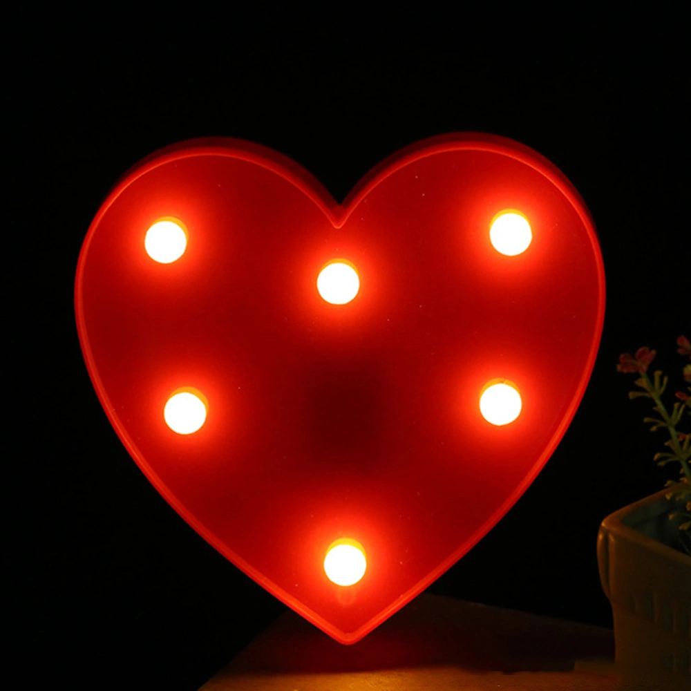 LED Heart Shape Light Decoration Light Night Lamp Valentine's Day Gift No Battery Included(Red)