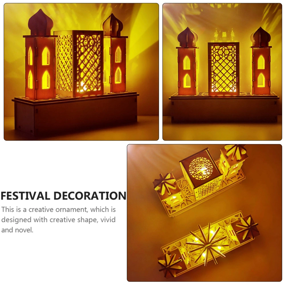 1 Set Eid Mubarak Light Wood Light LED Night Light Without Battery