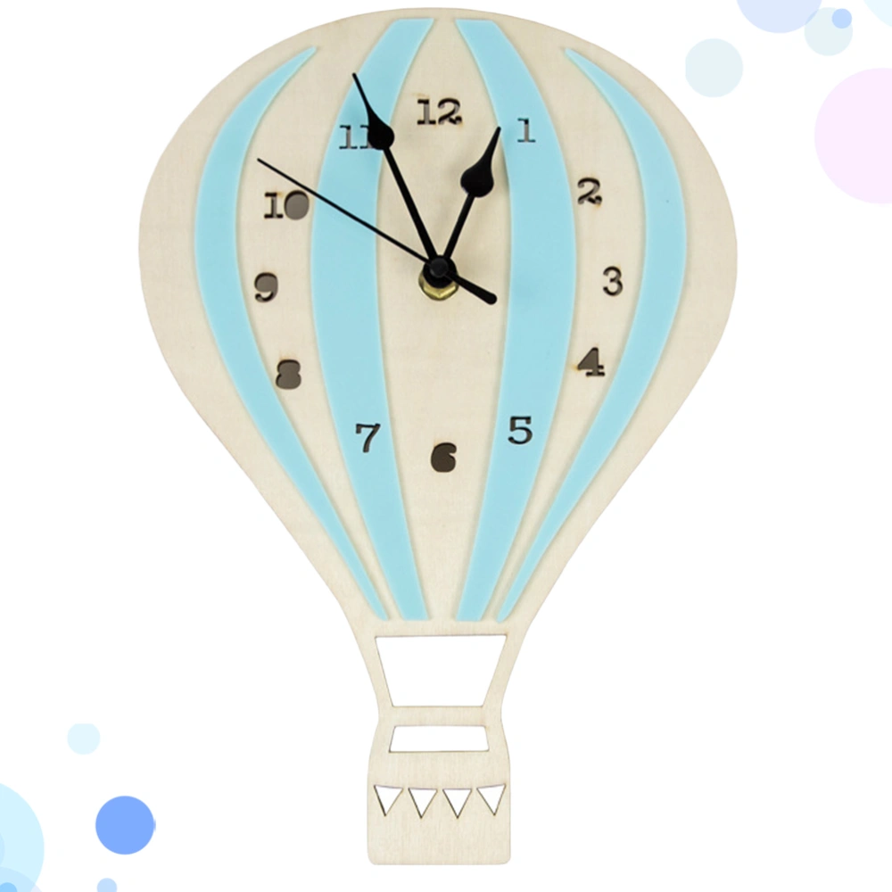 Hot Air Balloon Shaped Wall Clock Mute Wall Decorative Clock Art Decor Wall Clock for Home Office Living Room without Battery (Sky-blue)