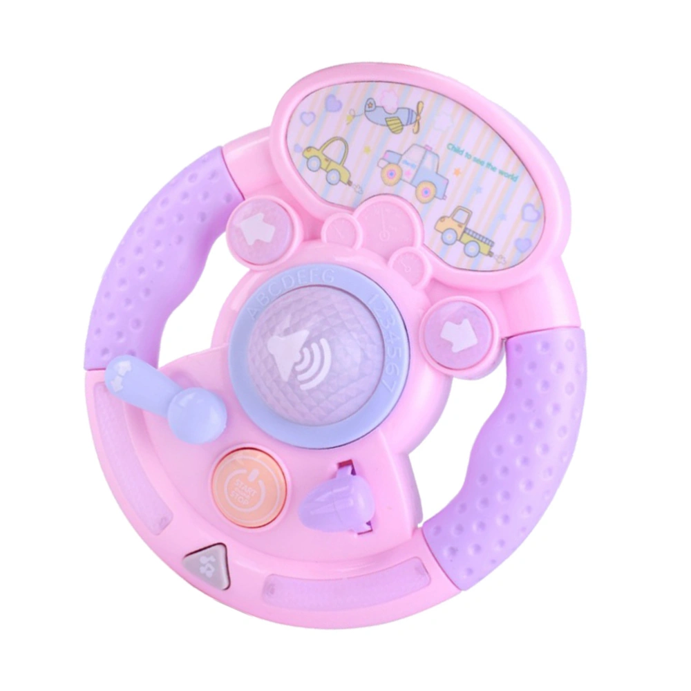 Baby Kids Musical Toys Early Educational Intelligent Toys Games Steering Wheel Piano Toy (Pink, No Battery)