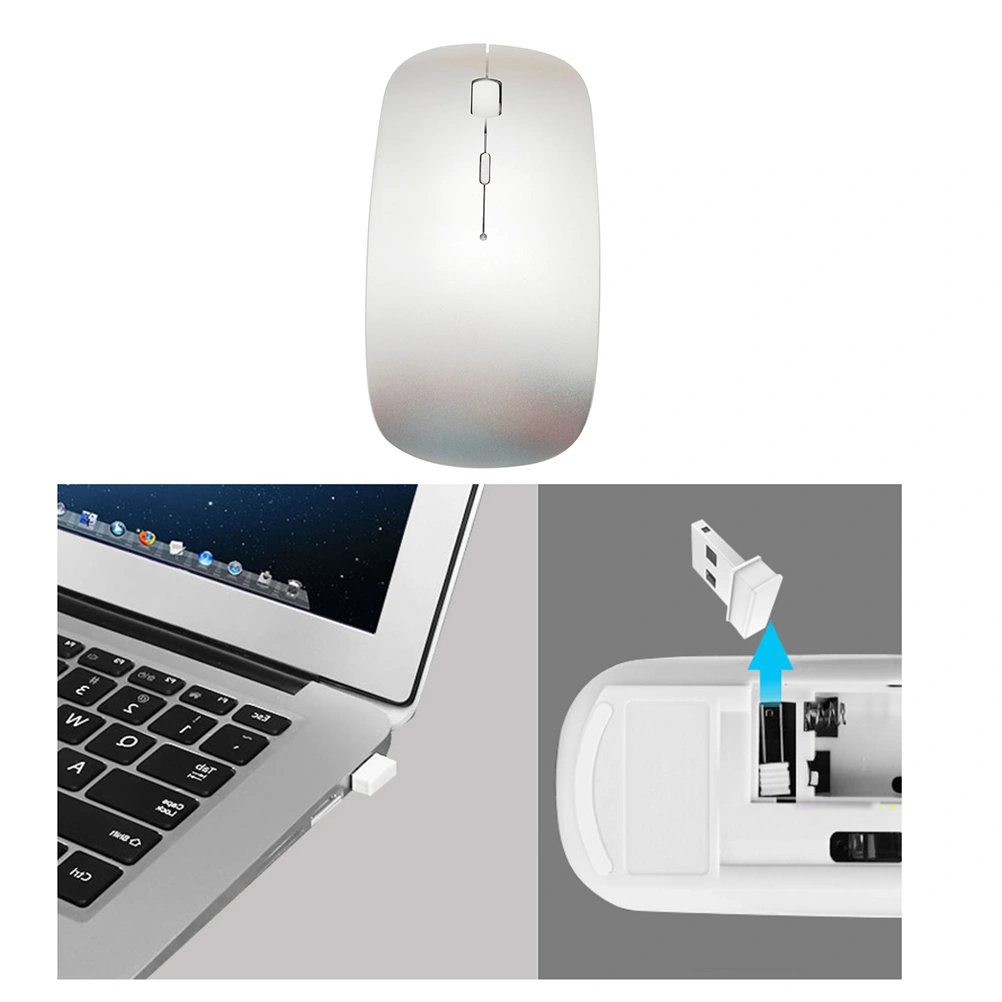 2.4G Mini Keyboard Wireless Keyboard Ultra-thin Keyboard with Mouse for Home Office (Silver)