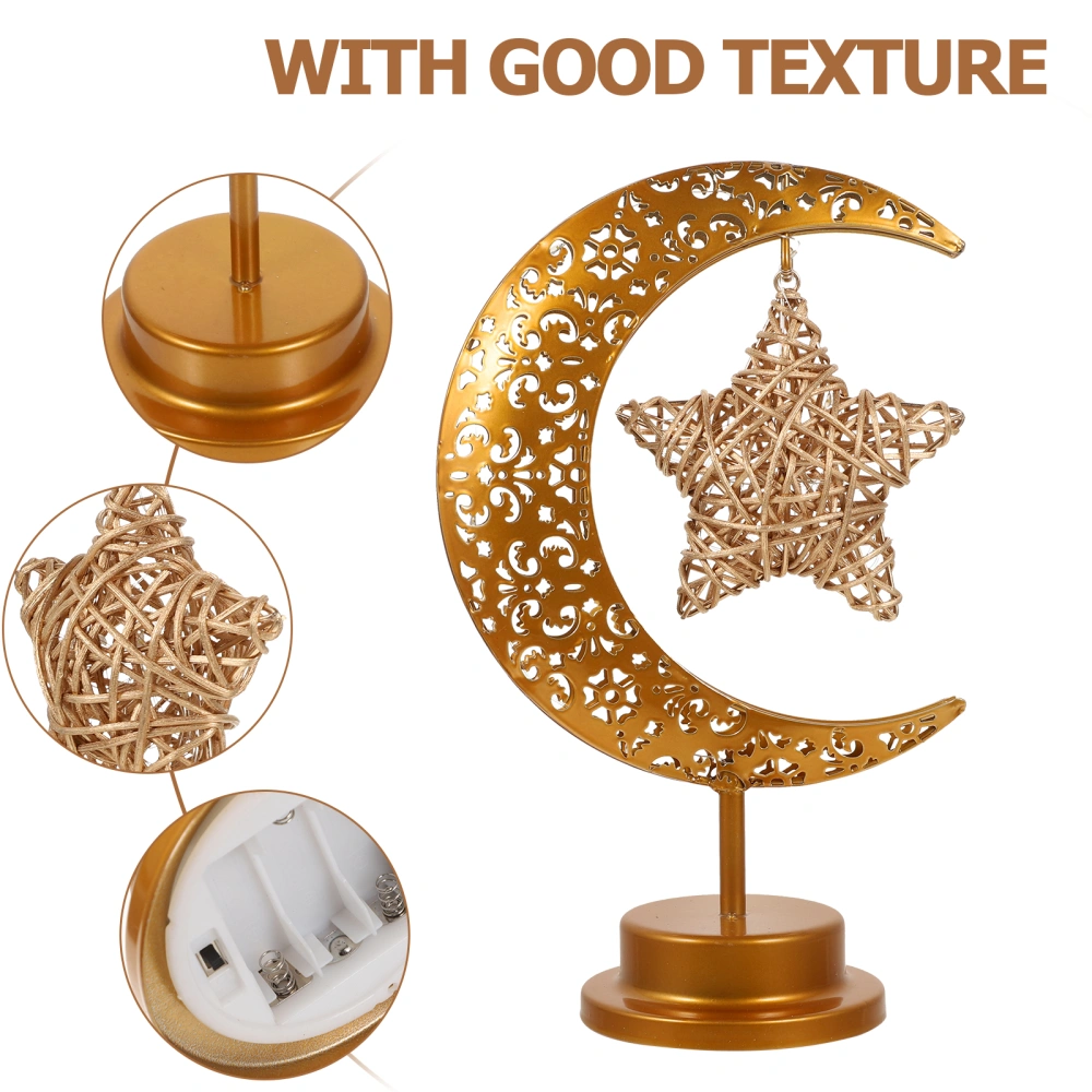 Table Lamp Muslim Eid Ornament Ramadan Lamp Star And Moon Tabletop Adornment