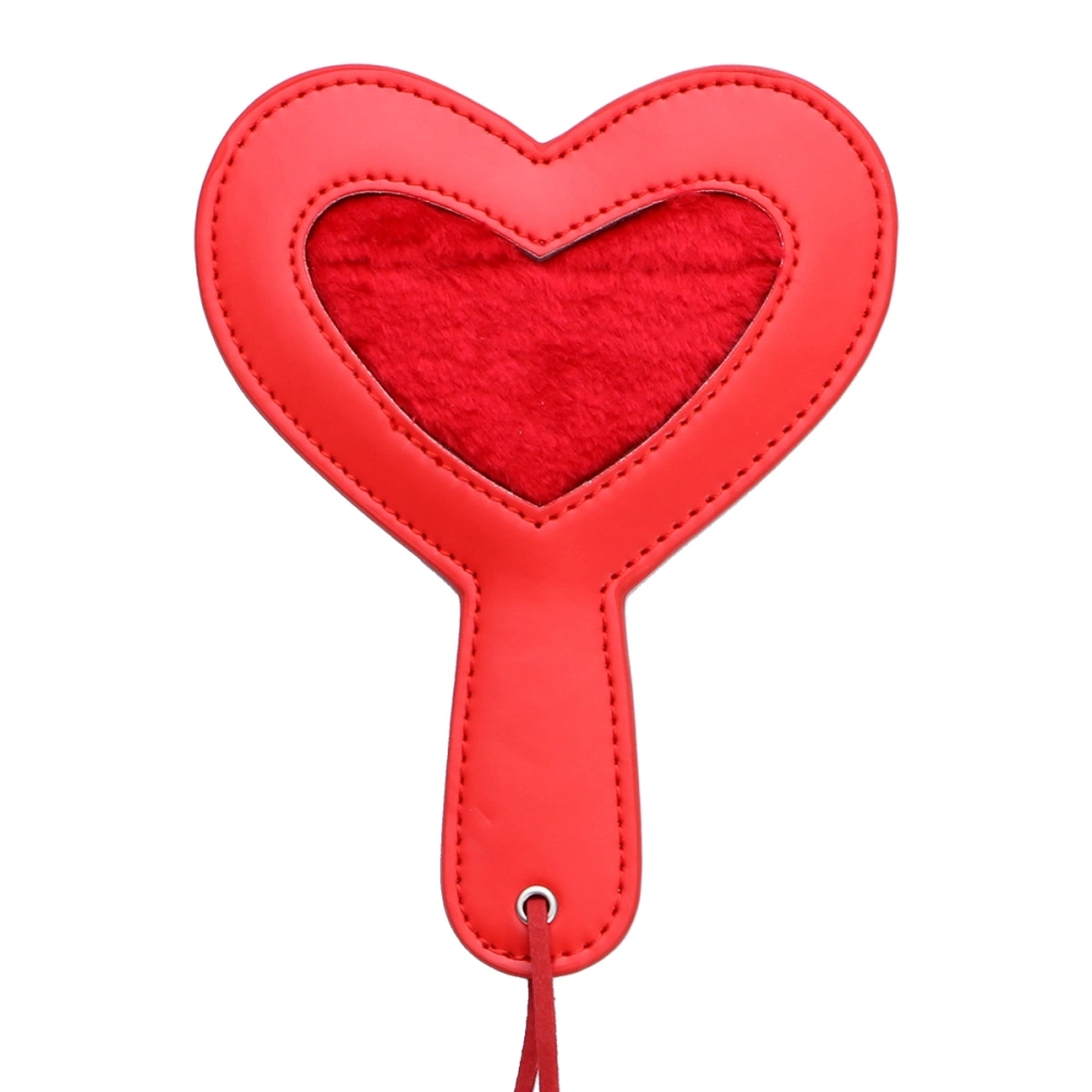 Flirting Toy Teasing Sexy Toy PU Leather Heart-Shaped Racket for Adults Couples Lovers (Red)