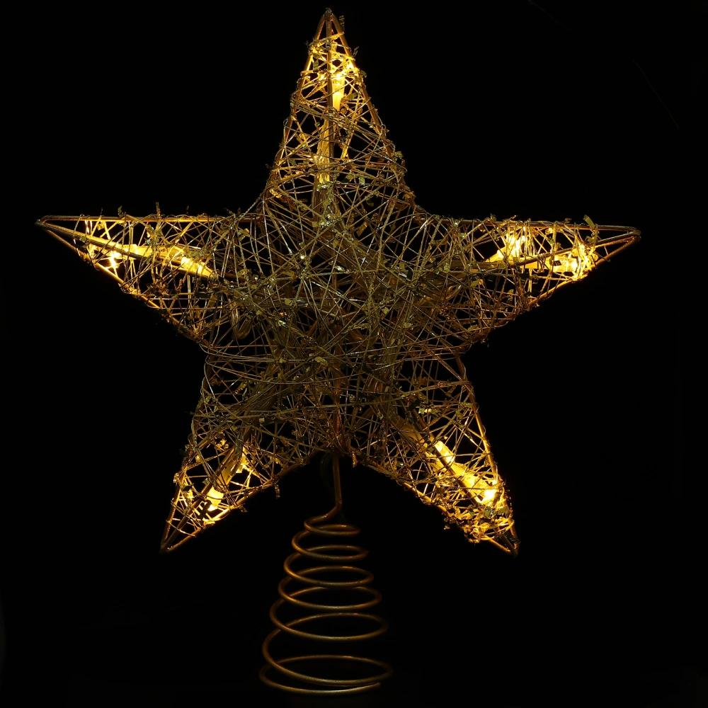 1pc Christmas Tree Topper Luminous Star Shape Treetop Decor for Home Party