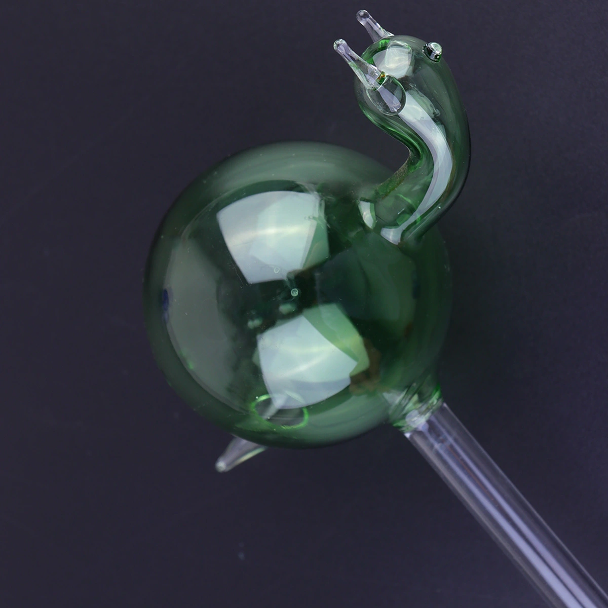Snail Shape Self Watering Devices Mini Glass Automatic Plant Waterer System Irrigation for Patio Lawn Garden (Green, 8cm in Diameter + 15 in Length + 29 in Height)