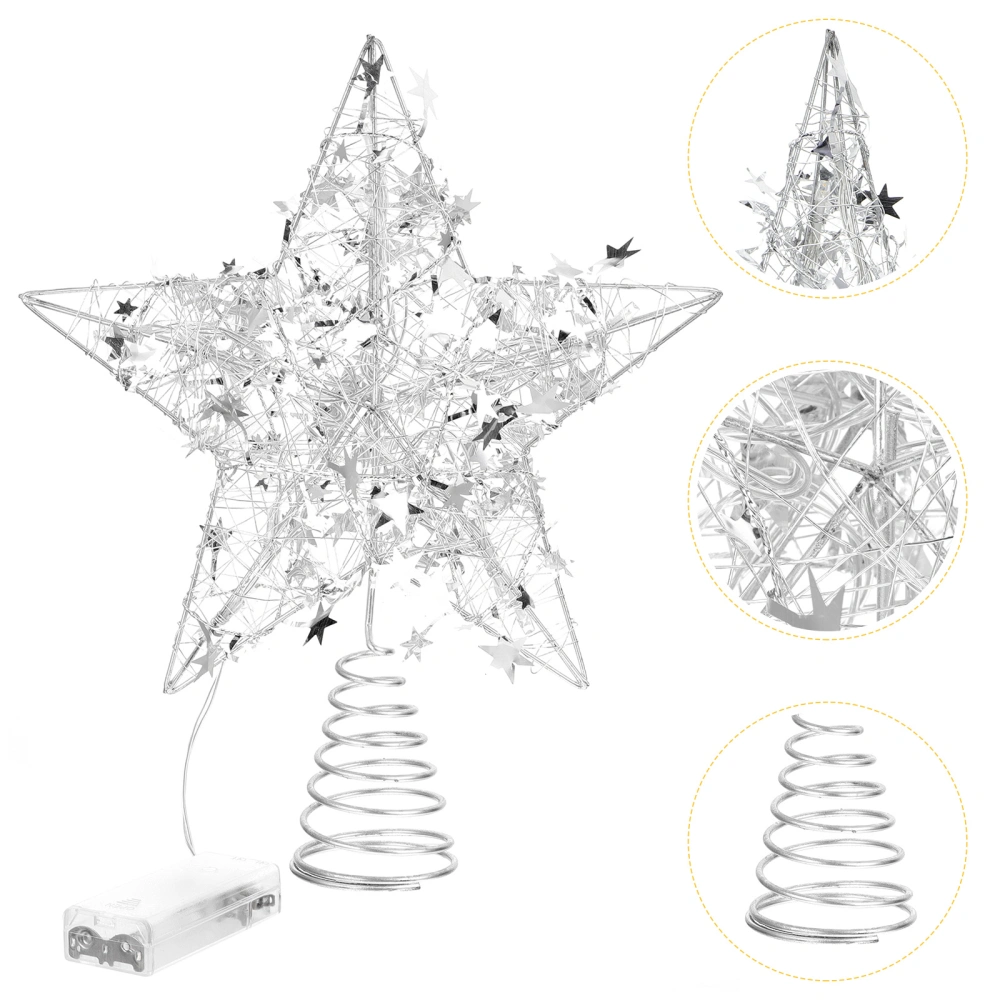 1pc Christmas Tree Topper Luminous Star Shape Treetop Decor for Home Party