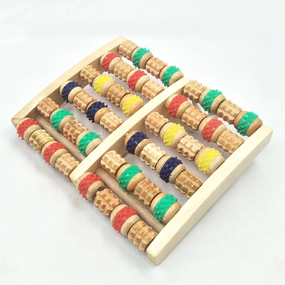 Six Rows Sole Massager Sole Rolling Massager Foot Care Roller Foot Massage Tool Wooden Roller