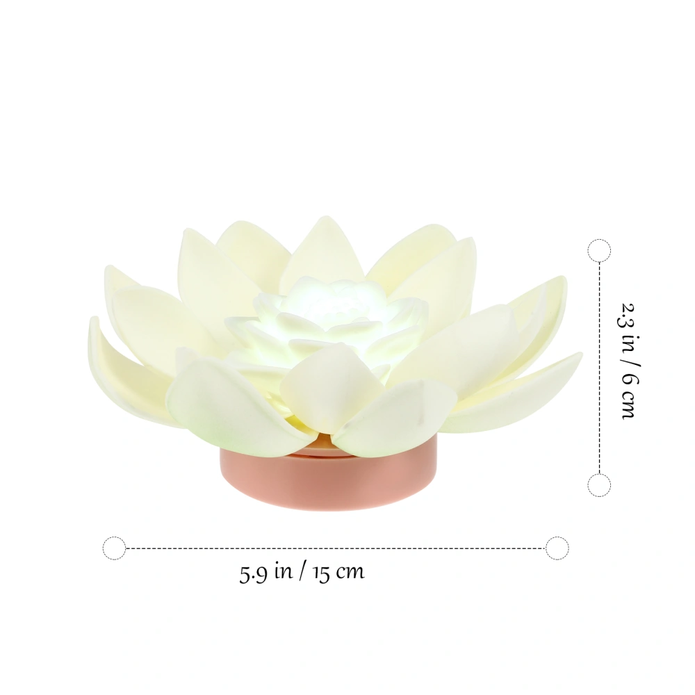 LED Floating Lotus Lantern Wishing Water Lily Artificial Candle Flower Lanterns Pool Decor for Festival Party (White)